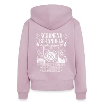 Schonend Behandeln 66 Jahre Geschenk 66 Geburtstag - Frauen Premium Bio Zip Hoodie - Altrosa - Hinten - Julia (174cm)