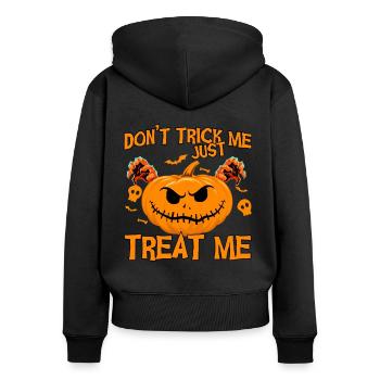 Horror Halloween Treat Me Pumpkin Gruselig - Frauen Premium Bio Zip Hoodie - Schwarz - Hinten - Julia (174cm)