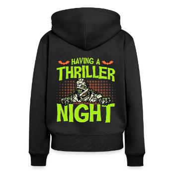 Horreur Halloween Thriller Nuit Maman Creepy - Sweat à capuche zippé Premium bio Femme - noir - Dos - Julia (174cm)