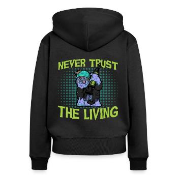 Horreur Halloween Le Vivant Effrayant - Sweat à capuche zippé Premium bio Femme - noir - Dos - Julia (174cm)