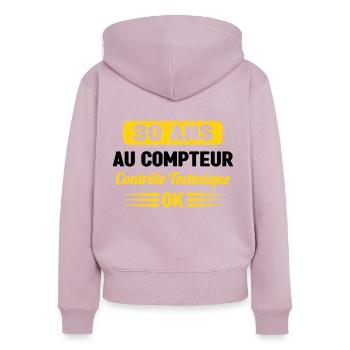 30 Ans Au Compteur Humour 30eme Anniversaire - Sweat à capuche zippé Premium bio Femme - rose poudré - Dos - Julia (174cm)