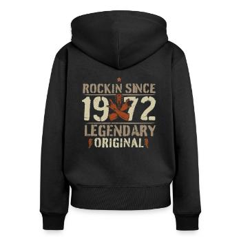 1972 50 Jahre Rock and Roll Geburtstag Geschenk - Frauen Premium Bio Zip Hoodie - Schwarz - Hinten - Julia (174cm)