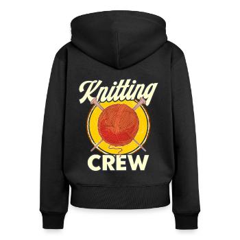 Knitting Lovers Yarn Knitting Knitting Gift - Women's Premium Organic Zip Hoodie - black - Back - Julia (174cm)