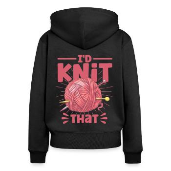 Knitting Fabric Knitting Knitting Gift - Women's Premium Organic Zip Hoodie - black - Back - Julia (174cm)