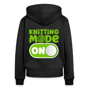 Yarn Knitting Knitting Knitting Lovers Gift - Women's Premium Organic Zip Hoodie - black - Back - Julia (174cm)