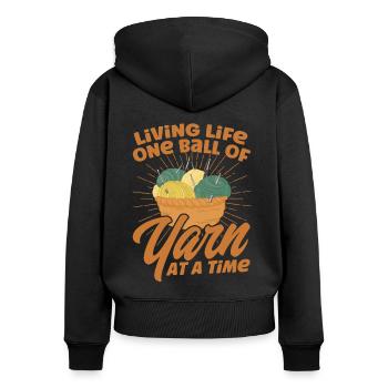 Fil Tricot Tricot TricotEr Tissu Cadeau - Sweat à capuche zippé Premium bio Femme - noir - Dos - Julia (174cm)