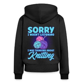 Knitting Knitting Lovers Knitting Gift - Women's Premium Organic Zip Hoodie - black - Back - Julia (174cm)