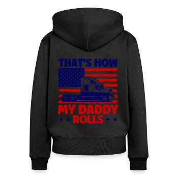 Trucker Semi-Remorque Truck Driver Cadeau - Sweat à capuche zippé Premium bio Femme - noir - Dos - Julia (174cm)