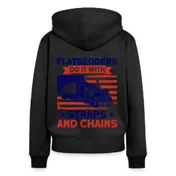 Semi-remorque Trucker Trucker Truck driver cadeau - Sweat à capuche zippé Premium bio Femme - noir - Dos - Julia (174cm)