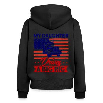 Fernfahrer Sattelschlepper Lkw-Fahrer Geschenk - Frauen Premium Bio Zip Hoodie - Schwarz - Hinten - Julia (174cm)