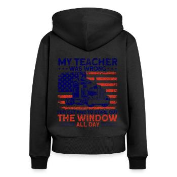 Sattelzug Sattelschlepper Fernfahrer Geschenk - Frauen Premium Bio Zip Hoodie - Schwarz - Hinten - Julia (174cm)