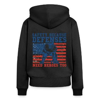 American Football American Football Spieler Footba - Frauen Premium Bio Zip Hoodie - Schwarz - Hinten - Julia (174cm)