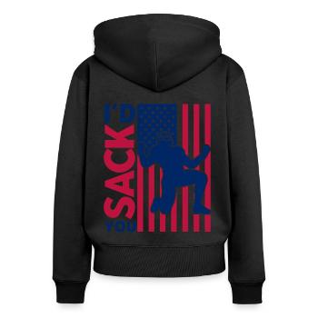 American Football Spieler American Football Mannsc - Frauen Premium Bio Zip Hoodie - Schwarz - Hinten - Julia (174cm)