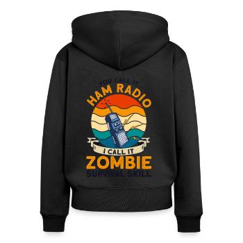 Amateur Radio Amateurs Cadeau Radioamateur - Sweat à capuche zippé Premium bio Femme - noir - Dos - Julia (174cm)