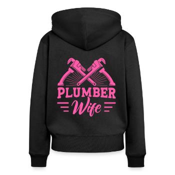 Plombier Plombiers Cadeaux - Sweat à capuche zippé Premium bio Femme - noir - Dos - Julia (174cm)