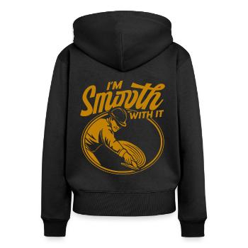 Betonbauer Stahlbetonbauer Betonmischer Geschenk - Frauen Premium Bio Zip Hoodie - Schwarz - Hinten - Julia (174cm)
