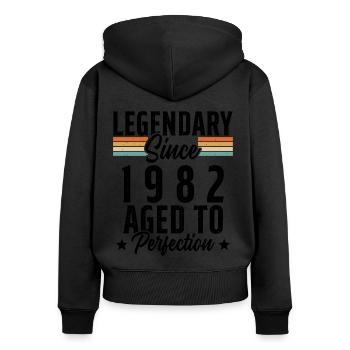 Legendär seit 1982 Geburtstagsgeschenk - Frauen Premium Bio Zip Hoodie - Schwarz - Hinten - Julia (174cm)