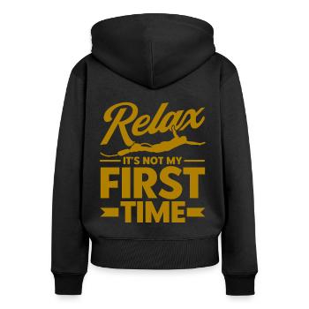 Bungee Springer Bungee Sprung Extremsport Geschenk - Frauen Premium Bio Zip Hoodie - Schwarz - Hinten - Julia (174cm)