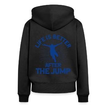 Extremsport Bungee Springer Bungee Sprung Geschenk - Frauen Premium Bio Zip Hoodie - Schwarz - Hinten - Julia (174cm)