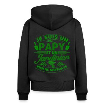 Gärtner Schrebergarten Gartenarbeit Geschenk - Frauen Premium Bio Zip Hoodie - Schwarz - Hinten - Julia (174cm)