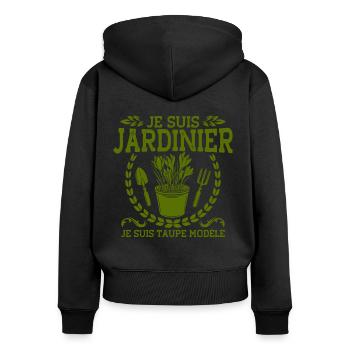 Schrebergarten Gartenarbeit Garten Geschenk - Frauen Premium Bio Zip Hoodie - Schwarz - Hinten - Julia (174cm)