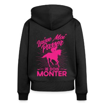 Cadeau d’équitation Rider Horses - Sweat à capuche zippé Premium bio Femme - noir - Dos - Julia (174cm)