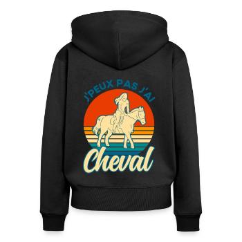 Cavalier Cheval Cavalier Cadeau - Sweat à capuche zippé Premium bio Femme - noir - Dos - Julia (174cm)