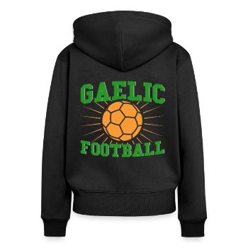 Football gaélique Sport d’équipe irlandais Gälisc - Sweat à capuche zippé Premium bio Femme - noir - Dos - Julia (174cm)