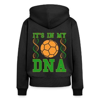 Sport d’équipe irlandais Football gaélique Football gaélique Gälisc - Sweat à capuche zippé Premium bio Femme - noir - Dos - Julia (174cm)
