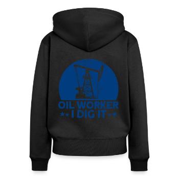 Gas Worker Oilfield Working in Fracking Gift - Women's Premium Organic Zip Hoodie - black - Back - Julia (174cm)