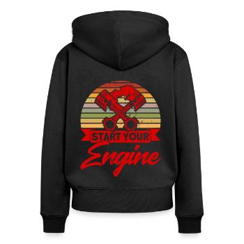 Autorennen Drag Racer Drag Race Geschenk - Frauen Premium Bio Zip Hoodie - Schwarz - Hinten - Julia (174cm)