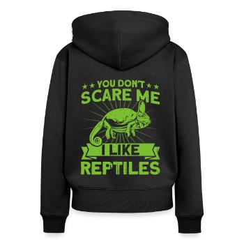 Schlange Reptilien Reptilienliebhaber Geschenk - Frauen Premium Bio Zip Hoodie - Schwarz - Hinten - Julia (174cm)