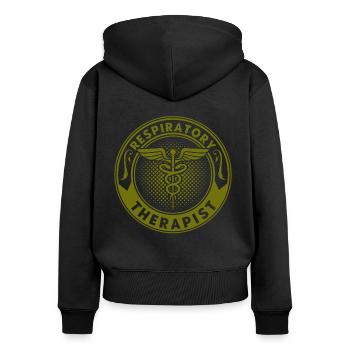 Thérapeute respiratoire agréé Respirotar Ther - Sweat à capuche zippé Premium bio Femme - noir - Dos - Julia (174cm)