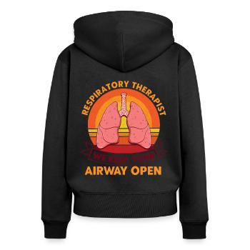 Respirotär Therapeut Intensivpflege Pulmonologie G - Frauen Premium Bio Zip Hoodie - Schwarz - Hinten - Julia (174cm)