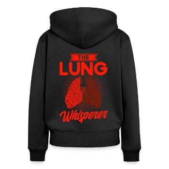 Thérapeute respiratoire agréé Respirotär Th - Sweat à capuche zippé Premium bio Femme - noir - Dos - Julia (174cm)