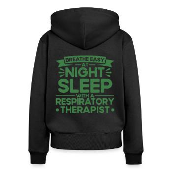 Thérapeute respiratoire agréé Respirotic T - Sweat à capuche zippé Premium bio Femme - noir - Dos - Julia (174cm)