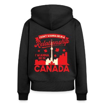 Kanada Urlaub Kanadisch Kanadische Wurzeln Geschen - Frauen Premium Bio Zip Hoodie - Schwarz - Hinten - Julia (174cm)