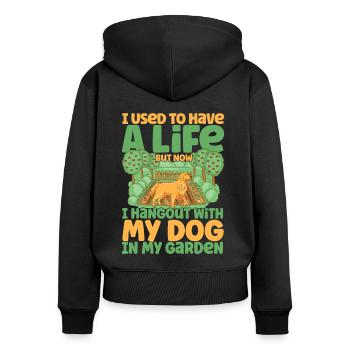 Hobbygärtner Hundehalter Garten Geschenk - Frauen Premium Bio Zip Hoodie - Schwarz - Hinten - Julia (174cm)