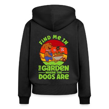 Garten Hunde Hundehalter Geschenk - Frauen Premium Bio Zip Hoodie - Schwarz - Hinten - Julia (174cm)