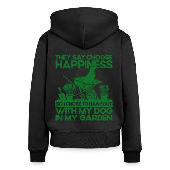 Chiens Hobby Jardinier Jardin Cadeau - Sweat à capuche zippé Premium bio Femme - noir - Dos - Julia (174cm)