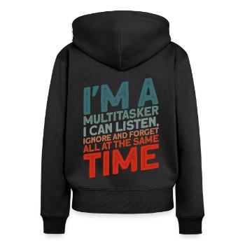 Black Humor Irony Sarcasm Gift - Women's Premium Organic Zip Hoodie - black - Back - Julia (174cm)