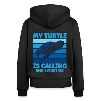 Turtle Keeping Sea Turtle Turtles - Women's Premium Organic Zip Hoodie - black - Back - Julia (174cm)