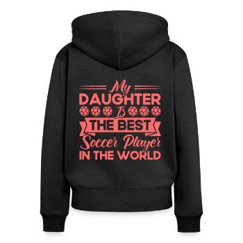 Fußball Mama Sportfan Fußball Geschenk - Frauen Premium Bio Zip Hoodie - Schwarz - Hinten - Julia (174cm)