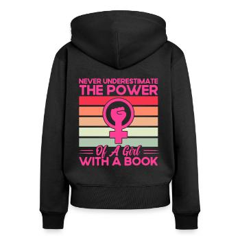 Droits des femmes Autonomisation féministe - Sweat à capuche zippé Premium bio Femme - noir - Dos - Julia (174cm)