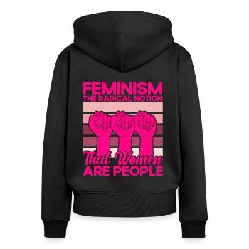Autonomisation de l’égalité des sexes F - Sweat à capuche zippé Premium bio Femme - noir - Dos - Julia (174cm)