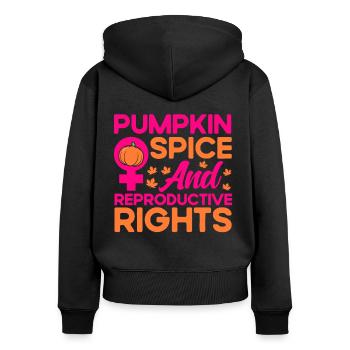 Rechte der Frauen Ermächtigung Feministisch Gesche - Frauen Premium Bio Zip Hoodie - Schwarz - Hinten - Julia (174cm)