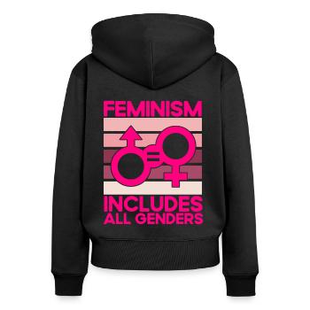 Feminismus Rechte der Frauen Feministisch Geschenk - Frauen Premium Bio Zip Hoodie - Schwarz - Hinten - Julia (174cm)