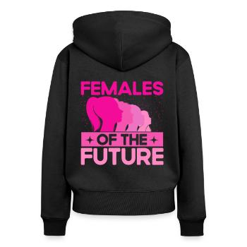 Égalité des sexes Égalité des sexes - Sweat à capuche zippé Premium bio Femme - noir - Dos - Julia (174cm)