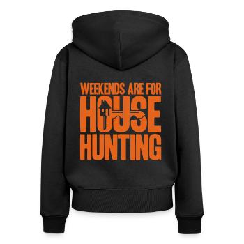 Haus Verkaufen Immobilie Immobilienverkauf Geschen - Frauen Premium Bio Zip Hoodie - Schwarz - Hinten - Julia (174cm)