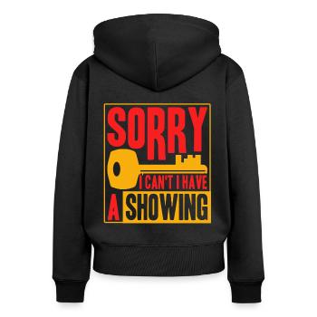 Immobilie Makler Immobilienmakler Geschenk - Frauen Premium Bio Zip Hoodie - Schwarz - Hinten - Julia (174cm)
